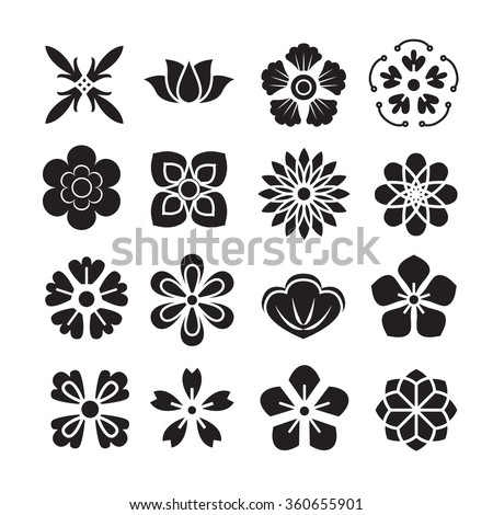 Silhouettes Flowersflowers Decoration Design Stock Vector 124287766 ...