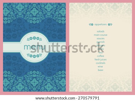 Classic Style Flower Decorated Menu Classic Style Flower Decorated Menu