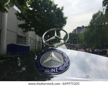 Berlin, Germany - May 13, 2017: Mercedes-Benz 220 SE automatic car. Mercedes Benz is a German global automobile manufacturer known for luxury vehicles, buses, coaches and trucks