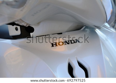 Rome, Italy: August 6, 2017: Honda logo. Honda Motor Co., Ltd. is a Japanese public multinational conglomerate corporation primarily known as a manufacturer of automobiles, aircraft and motorcycles