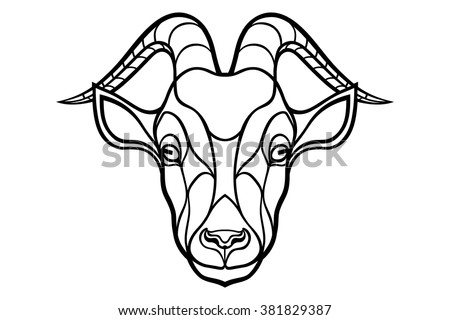 Goat Head Coloring Silhouette On White Stock Vector 381829387