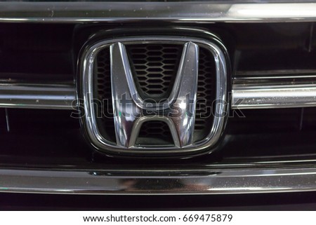 CHIANG MAI, THAILAND - July 1,2017: Logo of Honda car on display at Honda Showroom.