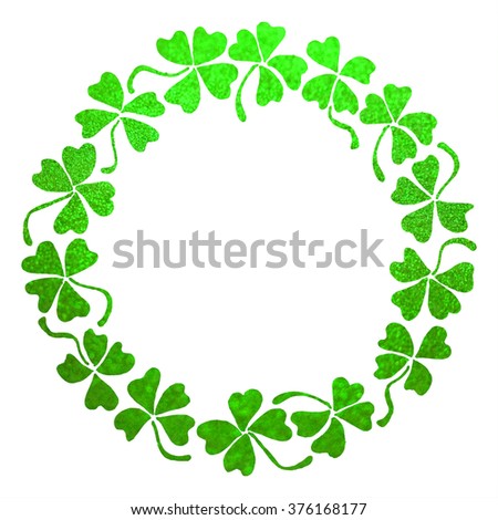 Doodle Green Clover Shamrock Circle Wreath Stock Illustration 376168177 ...