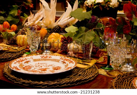 Thanksgiving Table Setting Stock Photo 21231238 - Shutterstock
