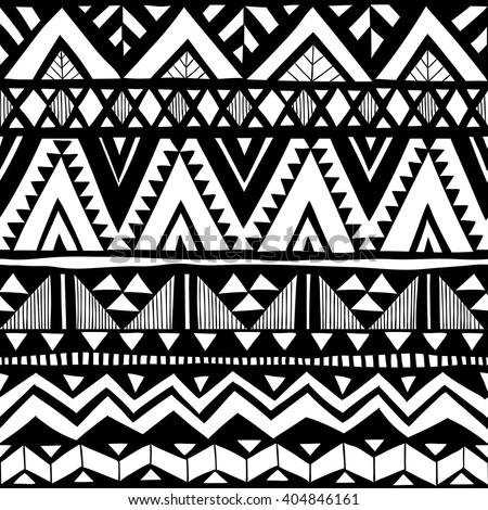 Black and white zigzag tribal vector seamless pattern doodle elements aztec abstract geometric art print Black and white zigzag tribal vector seamless pattern doodle elements aztec abstract geometric art print