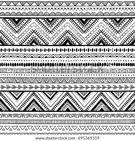 Tribal Vector Seamless Pattern Hand Drawn Stock Vector 127458047 ...