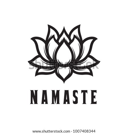 Namaste Sign Hello Hindi Lotus Flower Stock Vector 