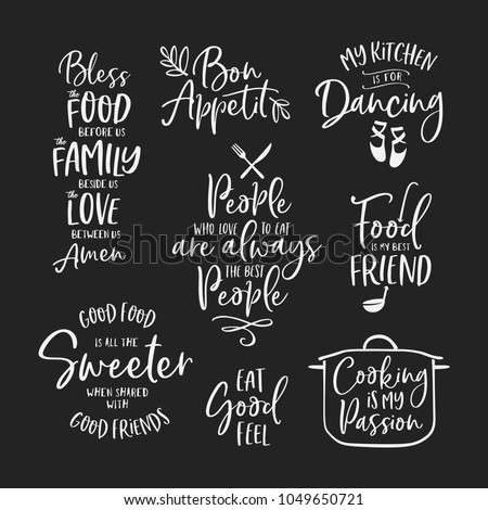 Kitchen Food Cooking Related Quotes Set Stock Vector 1049650721 ... Kitchen Food Cooking Related Quotes Set Stock Vector 1049650721 ...