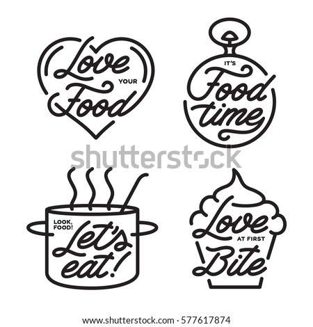Food Related Typography Set Food Quotes Stock Vector ...