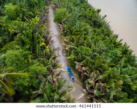 Mekong delta landscape from above