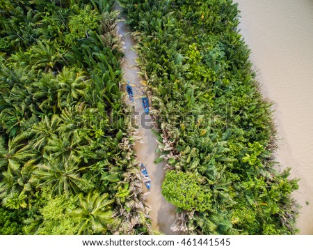 Mekong delta landscape from above