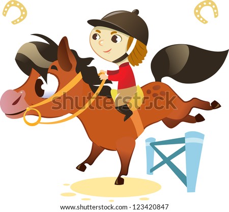 Child Small Horse Jumping Hurdle Image Stock Vector 123420847 ...