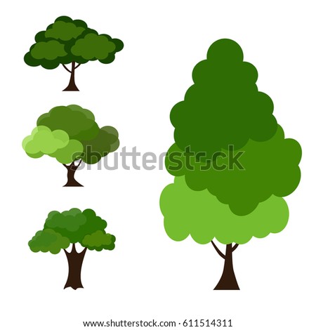 Cartoon Garden Green Tree Vector Illustration Stock Vector 608817533 ...