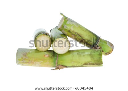 Stumps Of Sugarcane On White Background