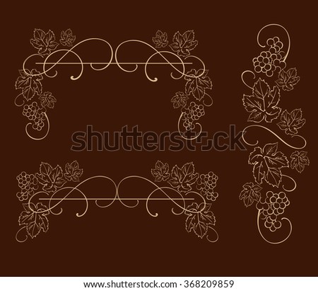 Decorative grapes. Decorative grapes, vine vector ornament. Abstract vector design element.