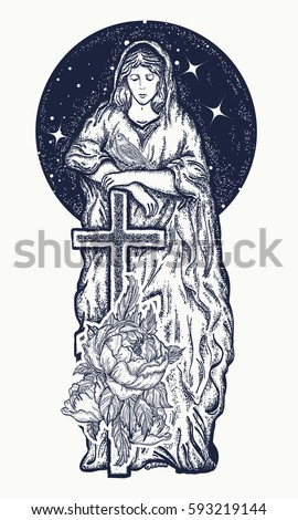 virgin mary tattoo art symbol christianity stock vector 593219144 virgin mary tattoo art symbol christianity stock vector 593219144