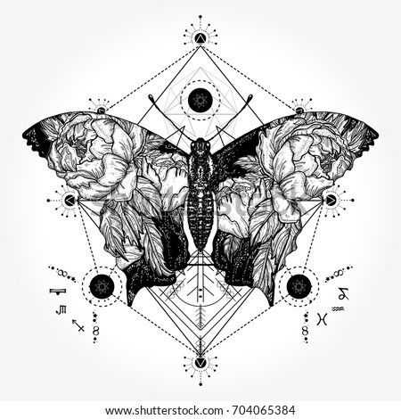 butterfly tattoo geometrical style tattoo woman stock vector butterfly tattoo geometrical style tattoo woman stock vector