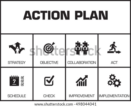 Action Plan Chart Keywords Icons Stock Vector 498044041 - Shutterstock
