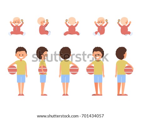 Front Side Back View Animated Character Stock Vector ...