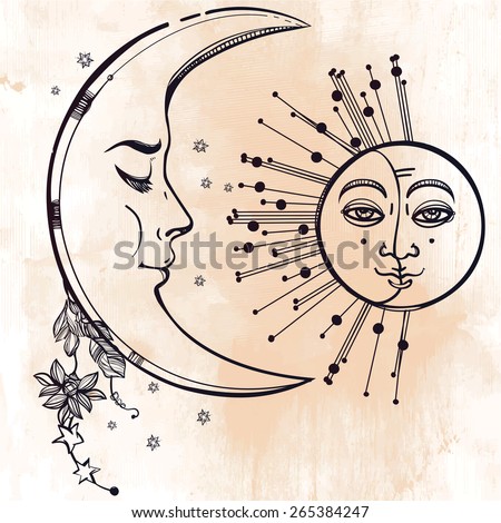romantic elegant crescent moon flowers leaves stock vector romantic elegant crescent moon flowers leaves stock vector