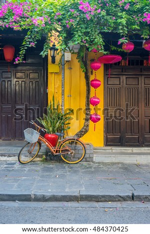 Hoi An, Vietnam - May 25 2016 : Old houses in Hoi An ancient town, UNESCO world heritage. Hoi An is one of the most popular destinations in Vietnam.