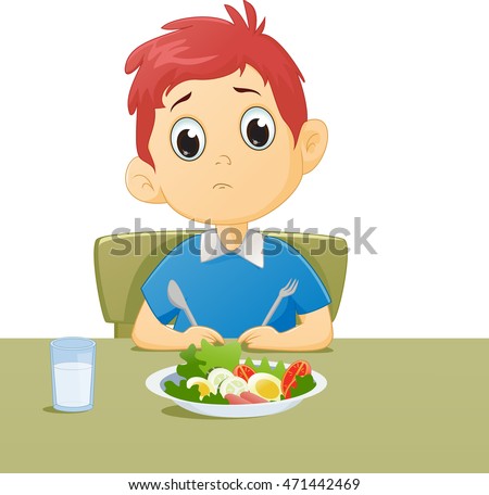 Child Eating Boring Foodcute Little Girl Stock Vector 495962359 ...