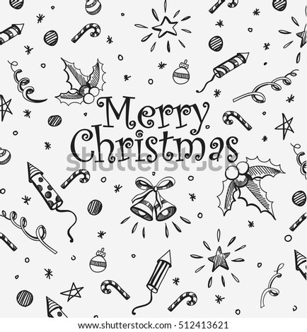 Hand Drawn Merry Christmas Illustration Stock Vector 512413621