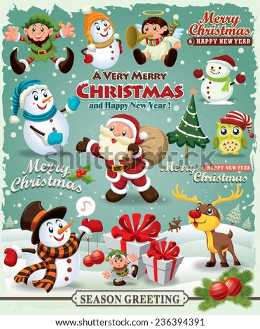 Vintage Christmas poster design Christmas design element