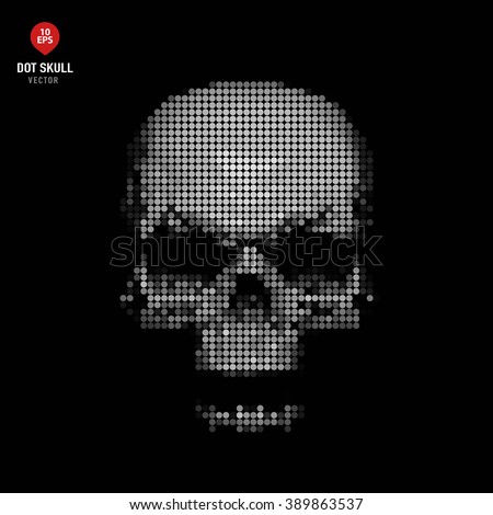 Black and white skull made of dots Black and white skull made of dots