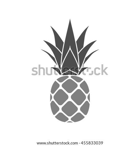 Pineapple with leaf icon. Tropical fruit isolated on white background. Symbol of food, sweet, exotic and summer, vitamin, healthy. Nature logo dessert. Flat concept. Design element Vector illustration