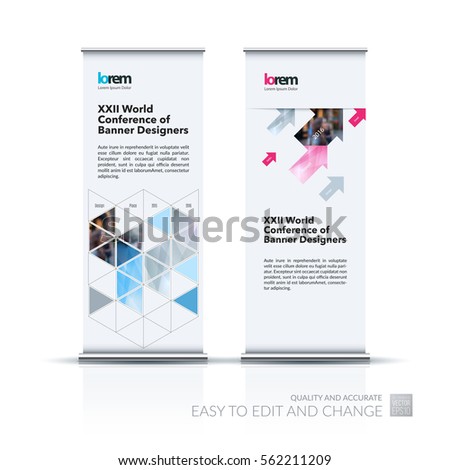 Vector Set Modern Roll Banner Stand Stock Vector 446830327 Shutterstock Exhibition Panel Design Template