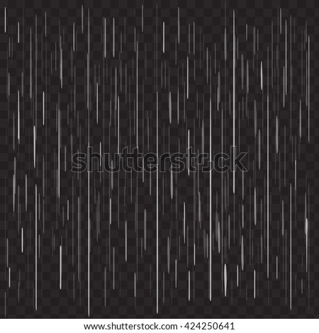 Heavy rain vector on black transparent background. Realistic rain drops concept. Rainy day background. Grey gray rain drops on black. Vector rain isolated on black transparent background.