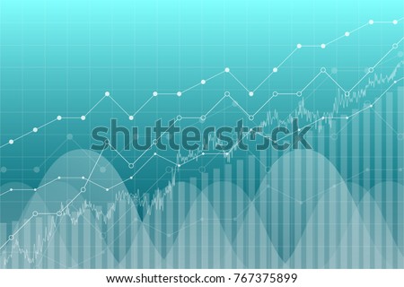 Financial data graph chart, vector illustration. Trend lines, columns, market economy information background. Chart analytics economic concept.