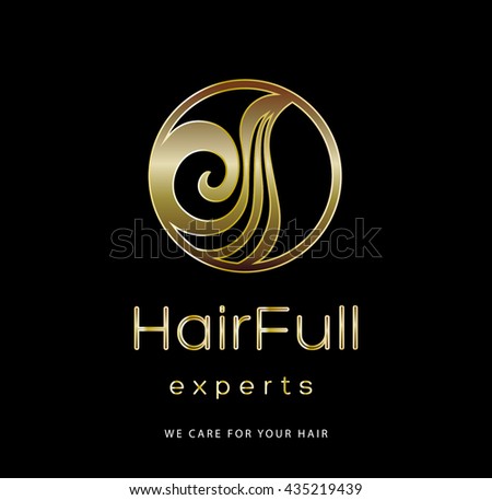 BEAUTIFUL HAIR , PREMIUM VECTOR LOGO / ICON DESIGN , GOLD