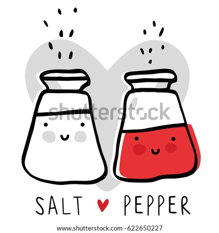 Cute Cartoon Salt Pepper Stock Vector 622650227 - Shutterstock