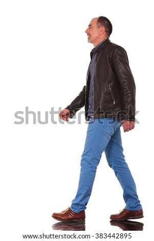 Back View Going Handsome Man Brown Stock Photo 495149689 