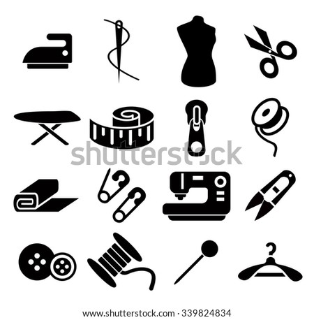 Sewing Icons Set Vector Stock Vector 339824834 - Shutterstock