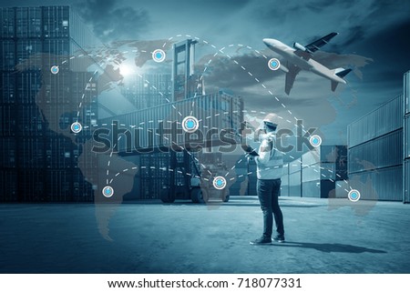 global logistic export freight import cargo container connection ship industrial trade international shutterstock background