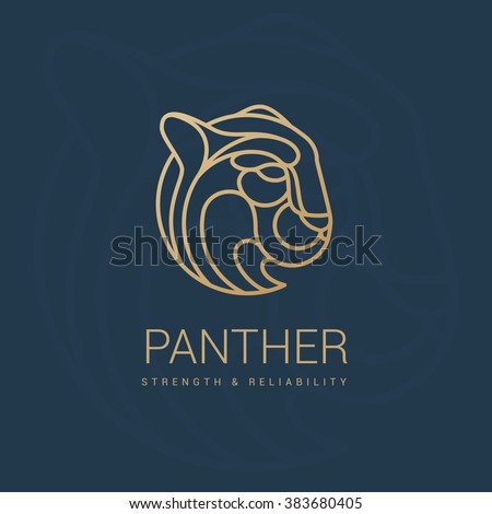 Logo gold puma. Royal emblem store. Symbol of protection and luxury.