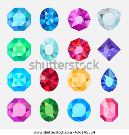 Gems Isolated On White Background Vector Stock Vector 496145554