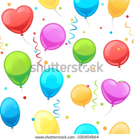 Party Baloon Seamless Pattern Cartoon Balloons Stock Vector 500404864 ...