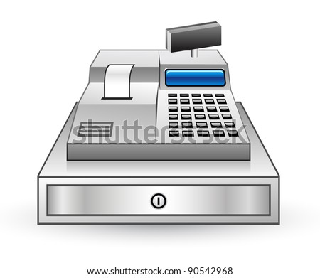 Vector illustration of cash register on white background