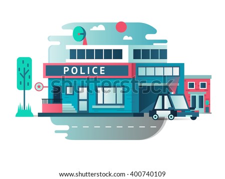 Cartoon Police Station Stock Vector 133439174 - Shutterstock
