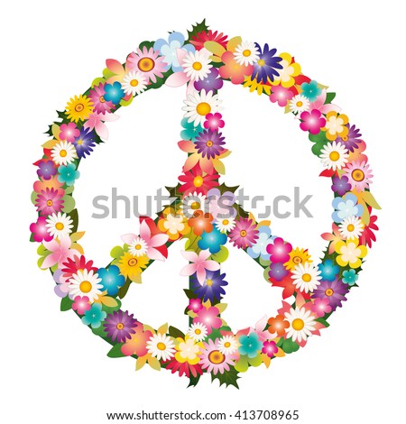 Sign Peace Flowers Stock Vector 86587261 - Shutterstock