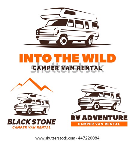 Camper Van Car Logo Emblems Badges Stock Vector 447220084 - Shutterstock
