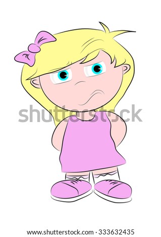 Blonde Little Girl Sad Stock Vector 333632429 - Shutterstock