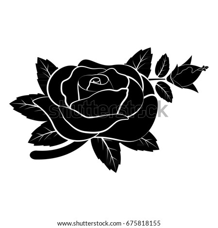 Black Silhouette Rose Vector Illustration Stock Vector 129290612 ...