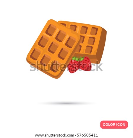 Belgian Waffle Color Icon Cartoon Style Stock Vector 576505411