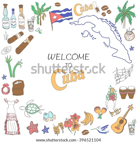 Set Hand Drawn Cuba Icons Cuban Stock Vector 396521104 - Shutterstock