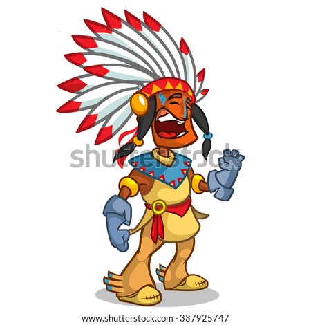 Happy Cartoon Native American Standing Smiling Stock Vector 337925747